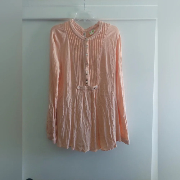 Free People Snap Out Of It Coral Tunic Top Gauzy Cotton Beach Medium - Picture 3 of 8